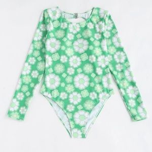 Green and White Girls Swimsuit